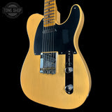 Front angle of Fender Custom Shop 1951 Nocaster Journeyman Relic Aged Nocaster Blonde.