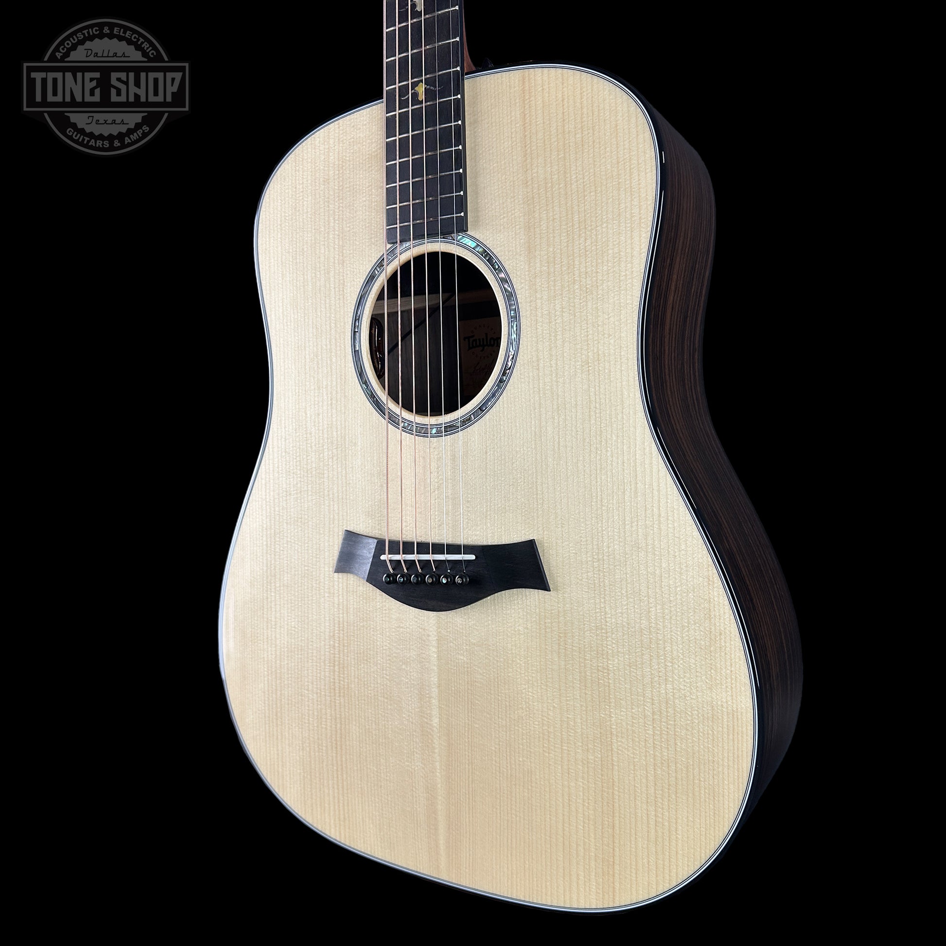 Front angle of Taylor Custom TSG Anniversary Dread Adirondack / Indian Rosewood 1207235012.