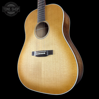 Front angle of Martin Custom Shop Slope Shoulder Dread VTS Spruce/Mahogany Toasted Burst.