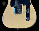 Front angle of Fender Custom Shop 1951 Nocaster Relic Nocaster Blonde.