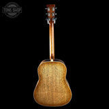 Full back of Martin Custom Shop Slope Shoulder Dread VTS Spruce/Mahogany Toasted Burst.