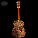 Full back of Martin Custom Shop OM 42 Style Adirondack/Wild Grain East Indian Rosewood.