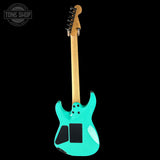 Full back of Charvel Custom Shop DK24 HH FR Reverse Headstock Sea Foam Green.