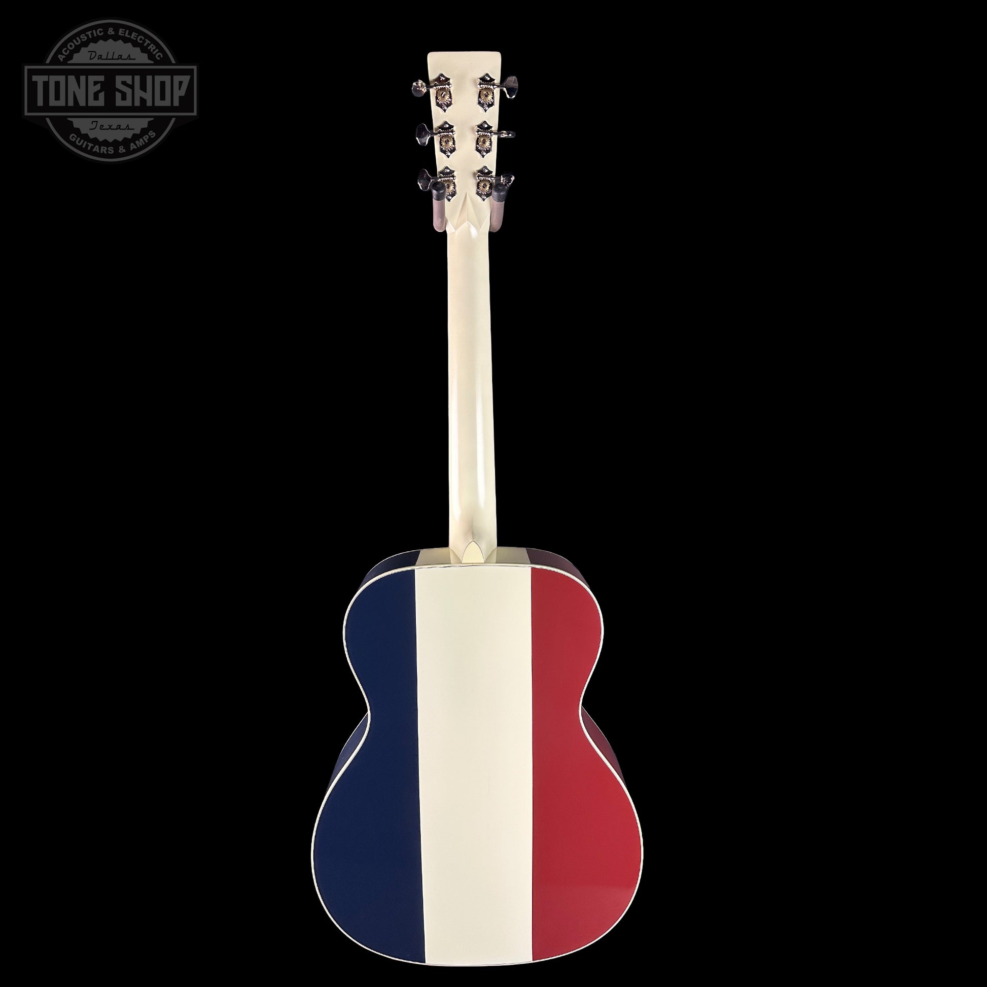 Full back of Martin Custom Shop OM Red/White/Blue Sitka/EIR.