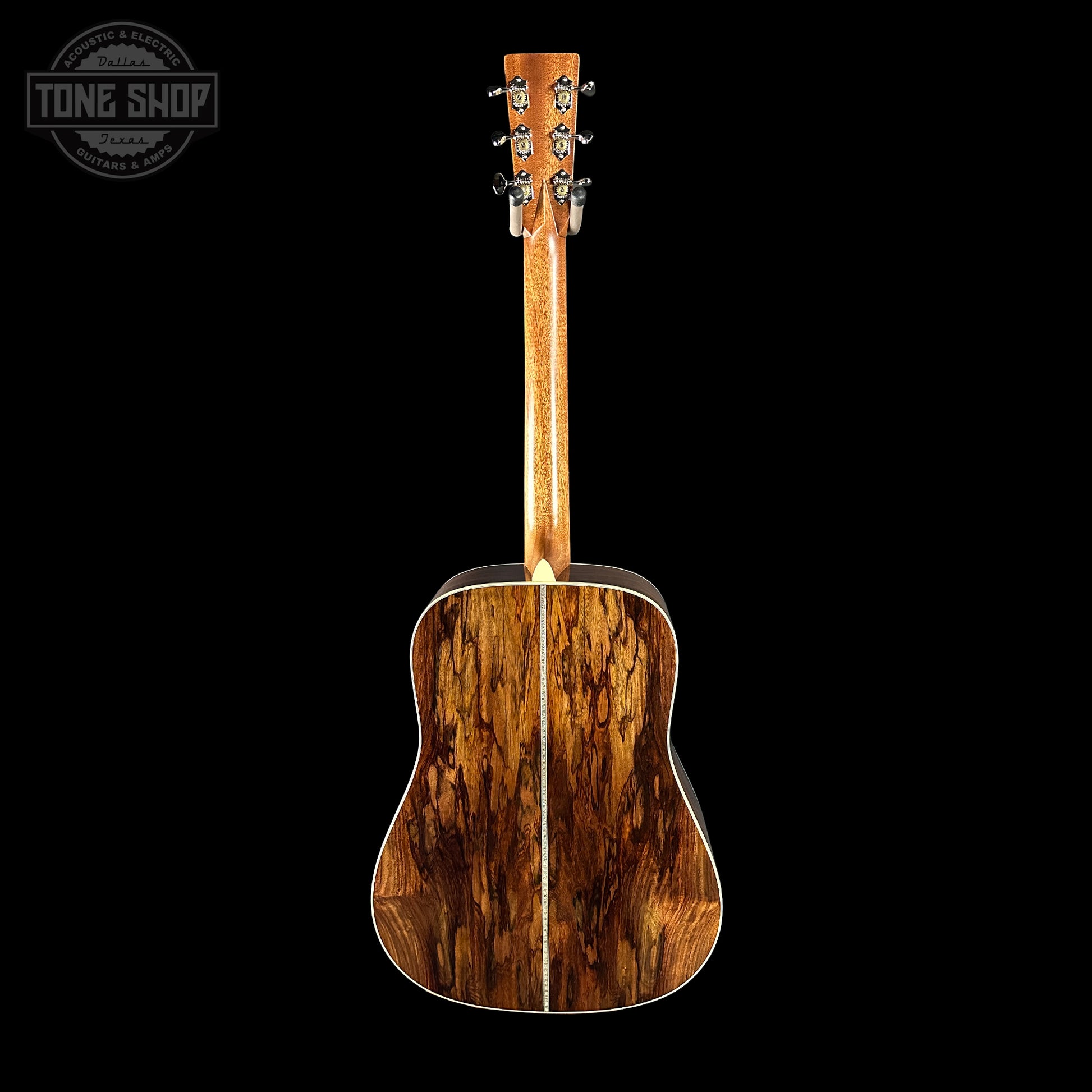 Full back of Martin Custom Shop Dread 14-Fret Wild Grain East Indian Rosewood.