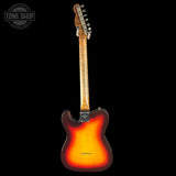 Electric guitar with a sunburst finish on a black background, featuring the Tone Shop logo.