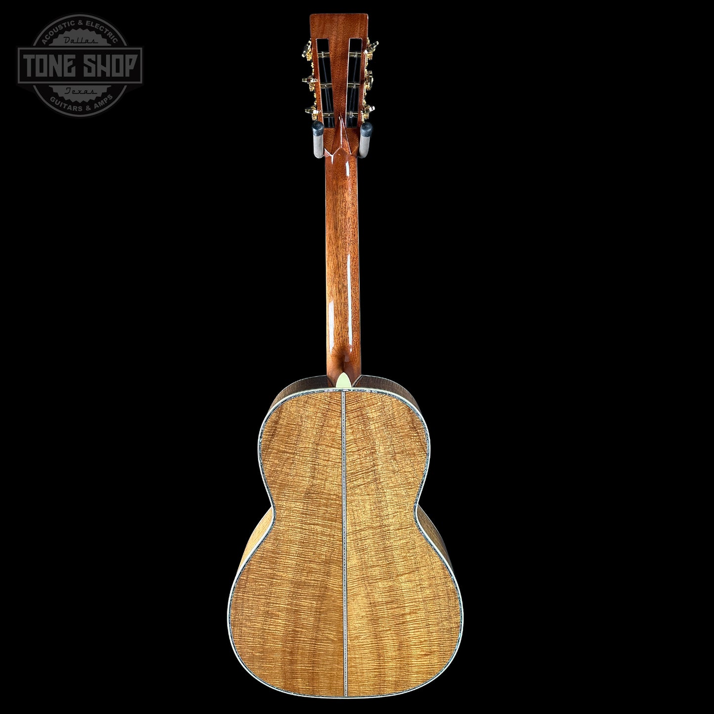 Full back of Martin Custom Shop 00-12F 45 Style Adirondack / Exceptional Broad Figure Koa.