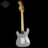 Full back of Fender Custom Shop 1969 Stratocaster Journeyman Relic Silver Sparkle.