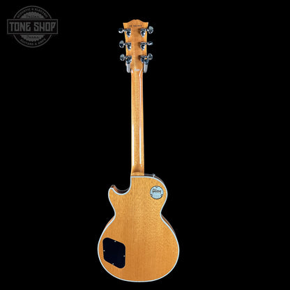 Full back of Gibson Custom Shop TSG Anniversary Les Paul Custom Chambered 7A Quilt Trans Green.