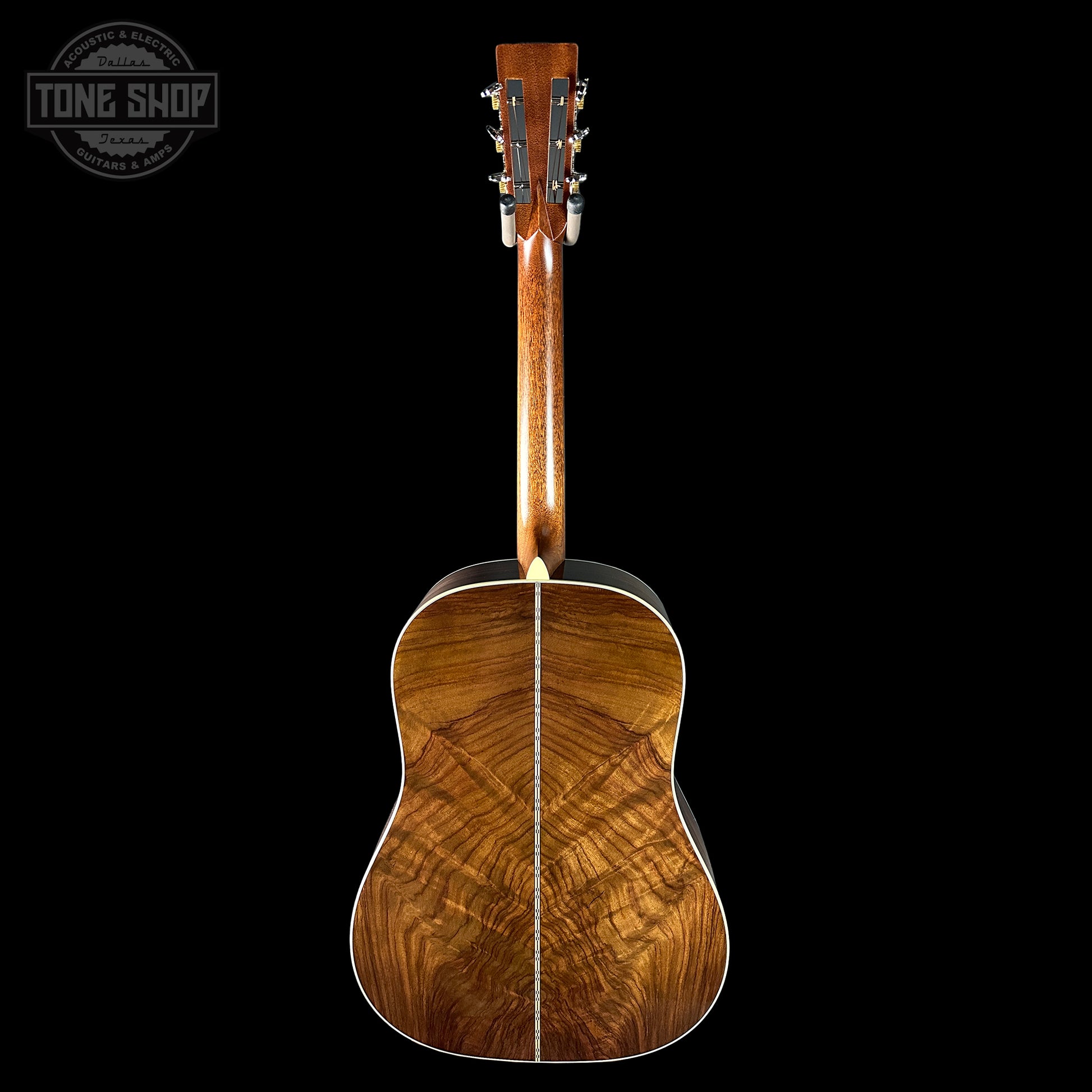Full back of Martin Custom Shop Dread 12-Fret Wild Grain East Indian Rosewood.