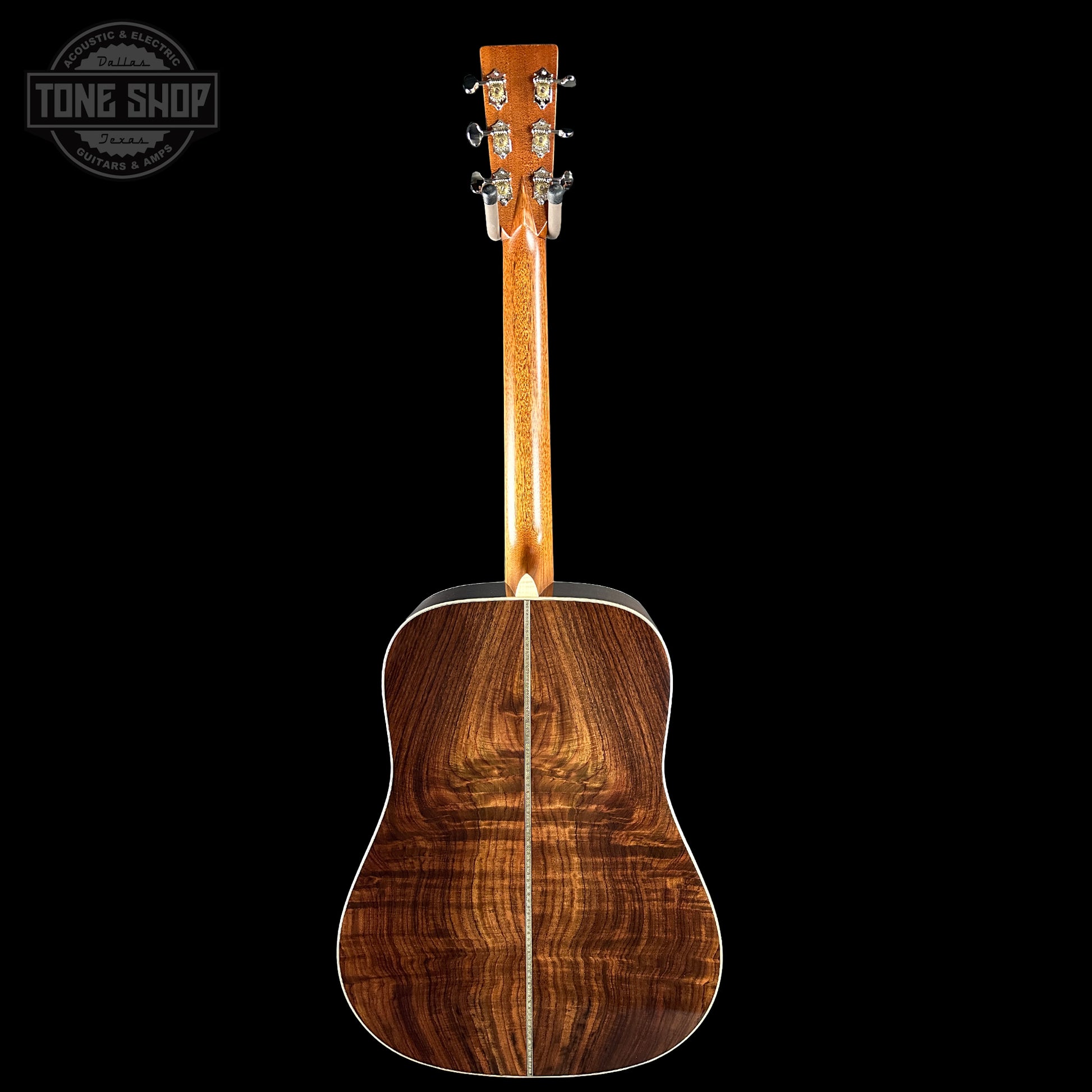 Full back of Martin Custom Shop Dread 14-Fret Wild Grain East Indian Rosewood.