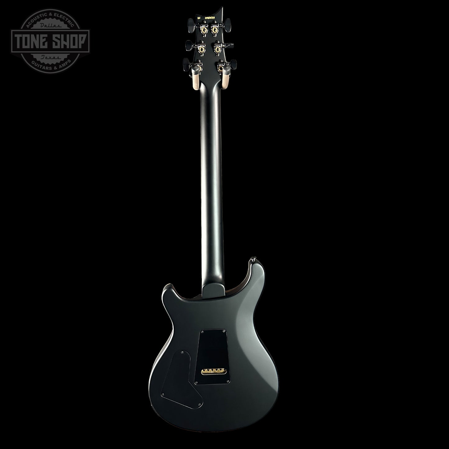 Full back of PRS 40th Anniversary Custom 24 Satin Limited Charcoal Tri-Burst.
