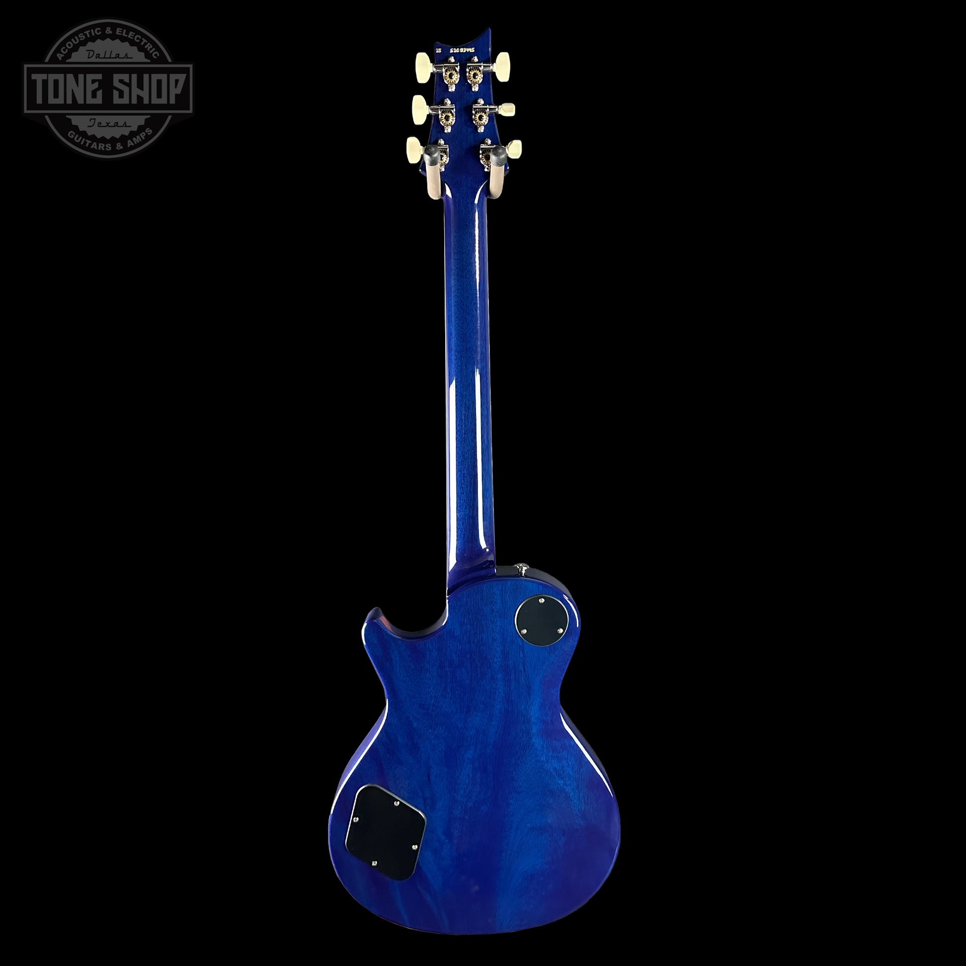 Full back of PRS S2 Wood Library McCarty 594 Singlecut Quilt Makena Blue.