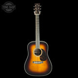 Full front of Martin Custom Shop Dread 28 Style 1935 Sunburst Adirondack / Wild Grain East Indian Rosewood.