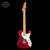 Full front of Fender Custom Shop 50S Thineline Telecaster Journeyman Relic Aged Candy Apple Red.