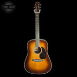 Full front of Martin Custom Shop Dread 28 Style 1933 Ambertone Adirondack / Guatemalan Rosewood.