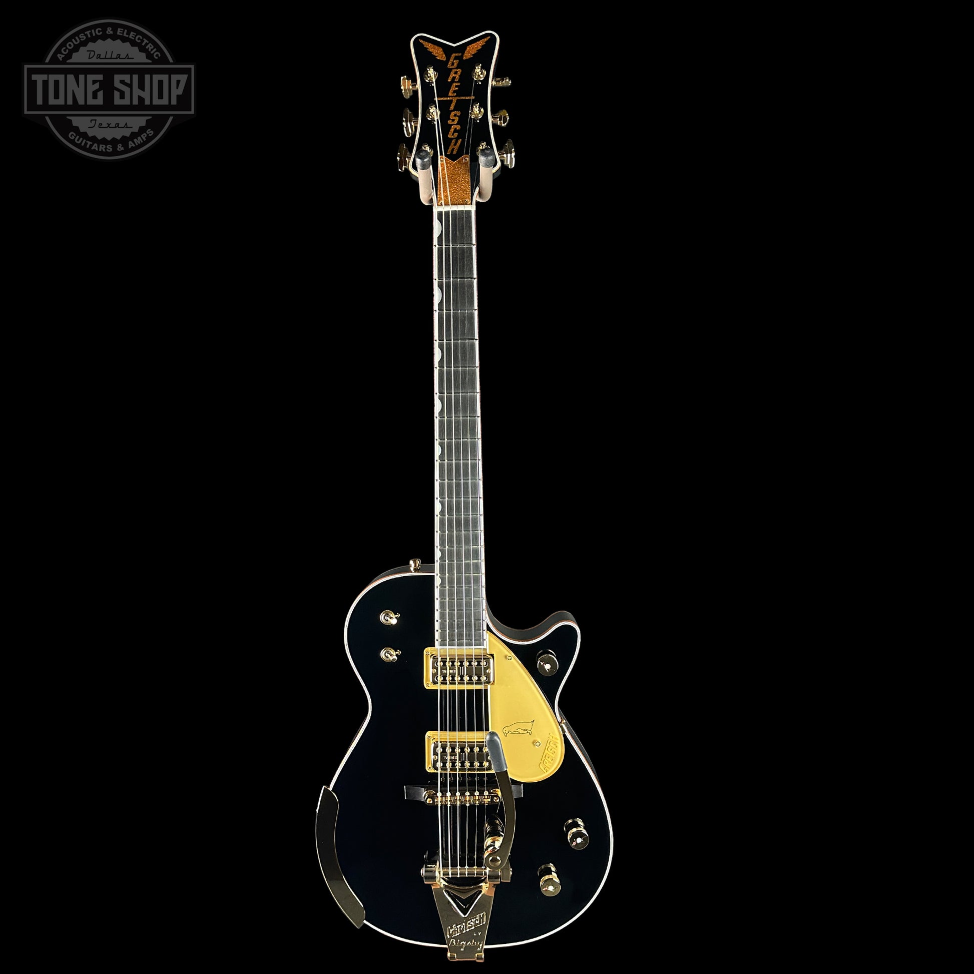 Full front of Gretsch G6134T-58-TSFSR Tone Shop Exclusive Vintage Select Edition 58 Penguin Ebony.