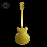 Full back of Gibson Custom Shop 1959 ES-355 Reissue Diamond F-Holes Gold Sparkle Heavy Flake Gloss.