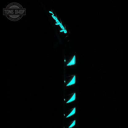 Glowing inlays on Jackson Custom Shop TSG Illuminati SL2H FR Vanilla Shake.