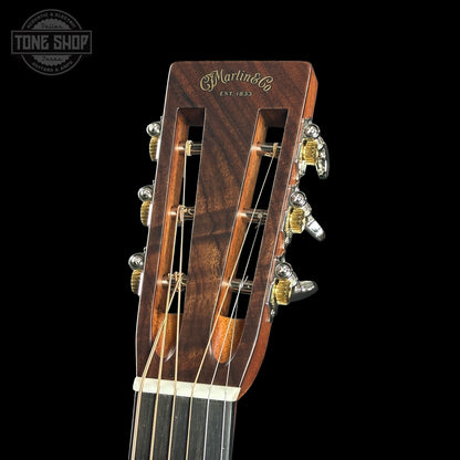 Headstock of Martin Custom Shop 00-12 Fret Wild Grain East Indian Rosewood.