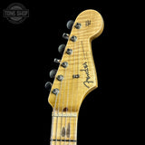 Headstock of Fender Custom Shop 1957 Stratocaster Relic 2 Tone Sunburst AAA Maple Neck.