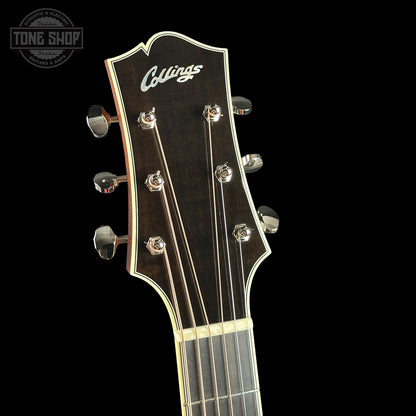 Headstock of Collings CJ Adirondack Sunburst Tigerstripe Pickguard.