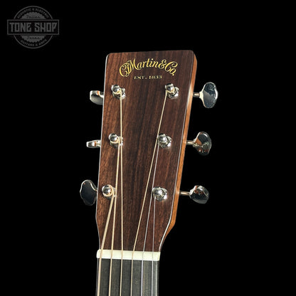 Headstock of Martin Custom Shop 000 14-Fret Jaguar Claw Mahogany Sunburst.