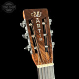 Headstock of Martin Custom Shop 00-12F 28 Style Italian Alpine Spruce/ Wild Grain East Indian Rosewood.