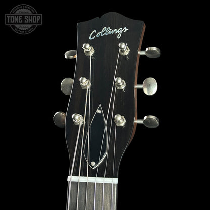 Headstock of Collings 470-JL Antiqued Black.