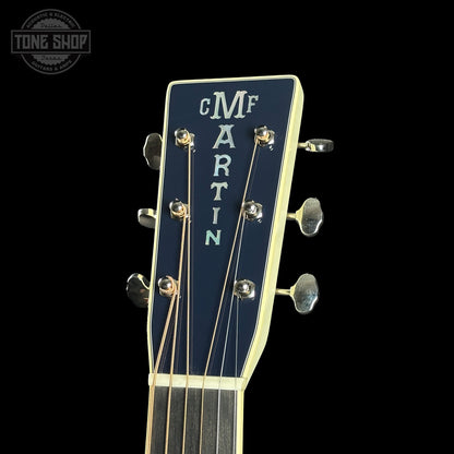 Headstock of Martin Custom Shop OM Red/White/Blue Sitka/EIR.