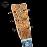 Headstock of Martin Custom Shop OM 45 Style Adirondack/Exceptional Broad Figure Koa.