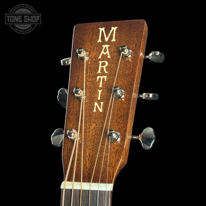 Headstock of Martin Custom Shop Slope Shoulder Dread VTS Spruce/Mahogany Toasted Burst.