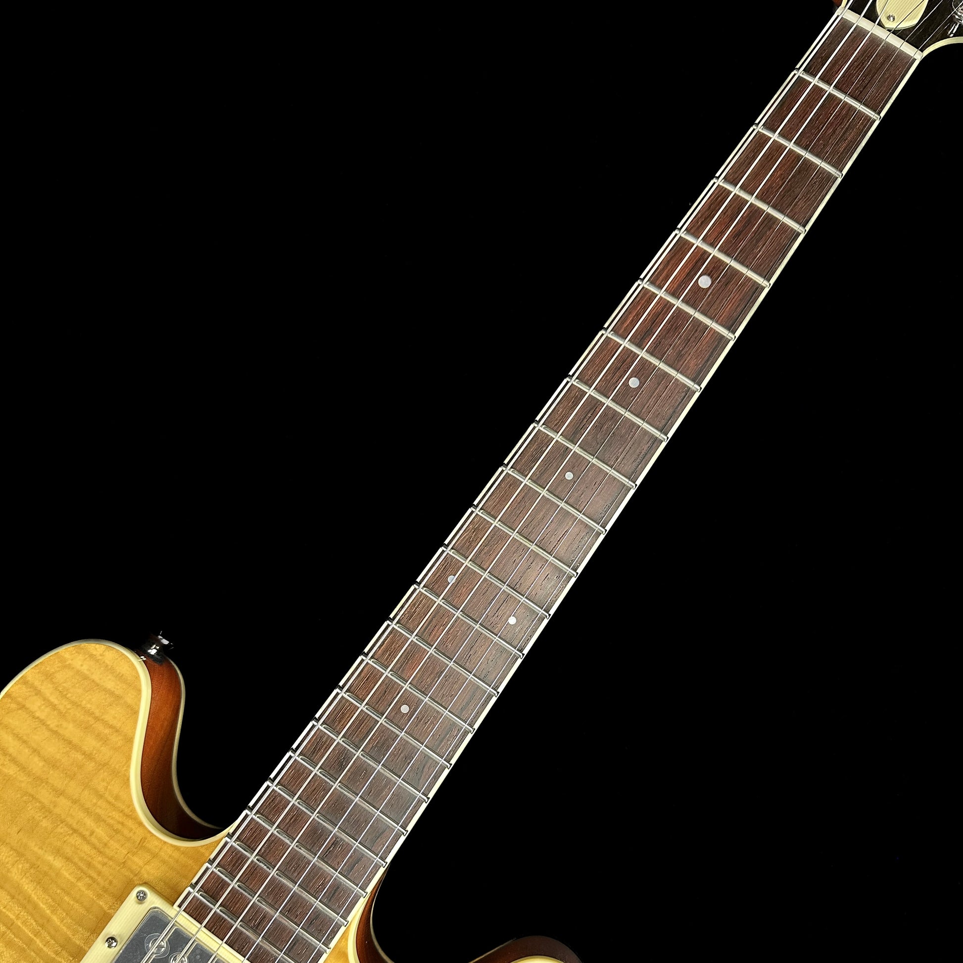 Neck of Collings I-35 Deluxe Blonde Flame Top ThroBaks.