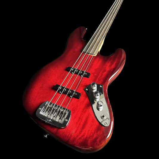 G~andL USA JB Fretless Redburst Quatersawn Maple Neck Ebony Fingerboard w/case