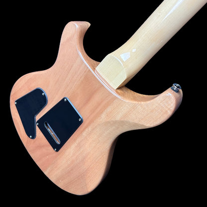 Back angle of PRS Paul Reed Smith SE Custom 22 Semi-Hollow Santana Yellow.