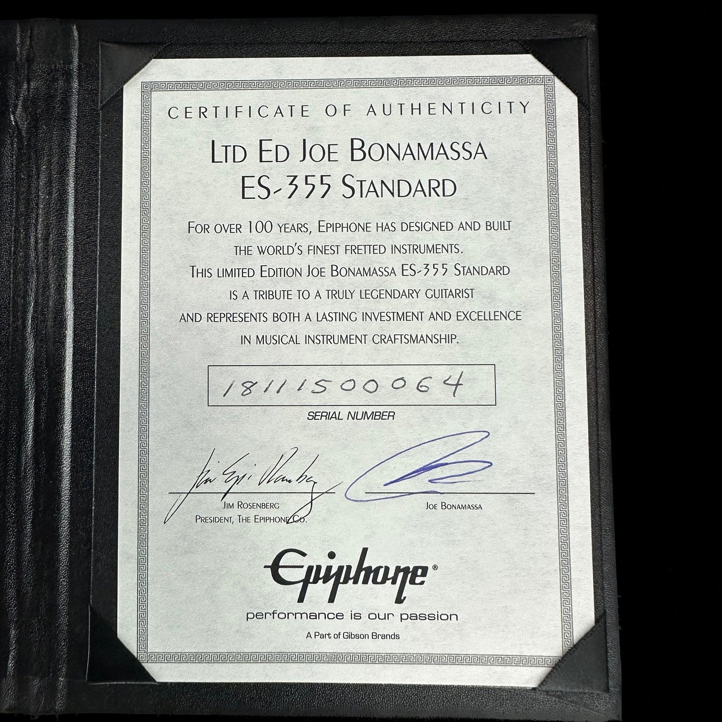 Used Epiphone Joe Bonamassa ES-355 w/case TSU15072