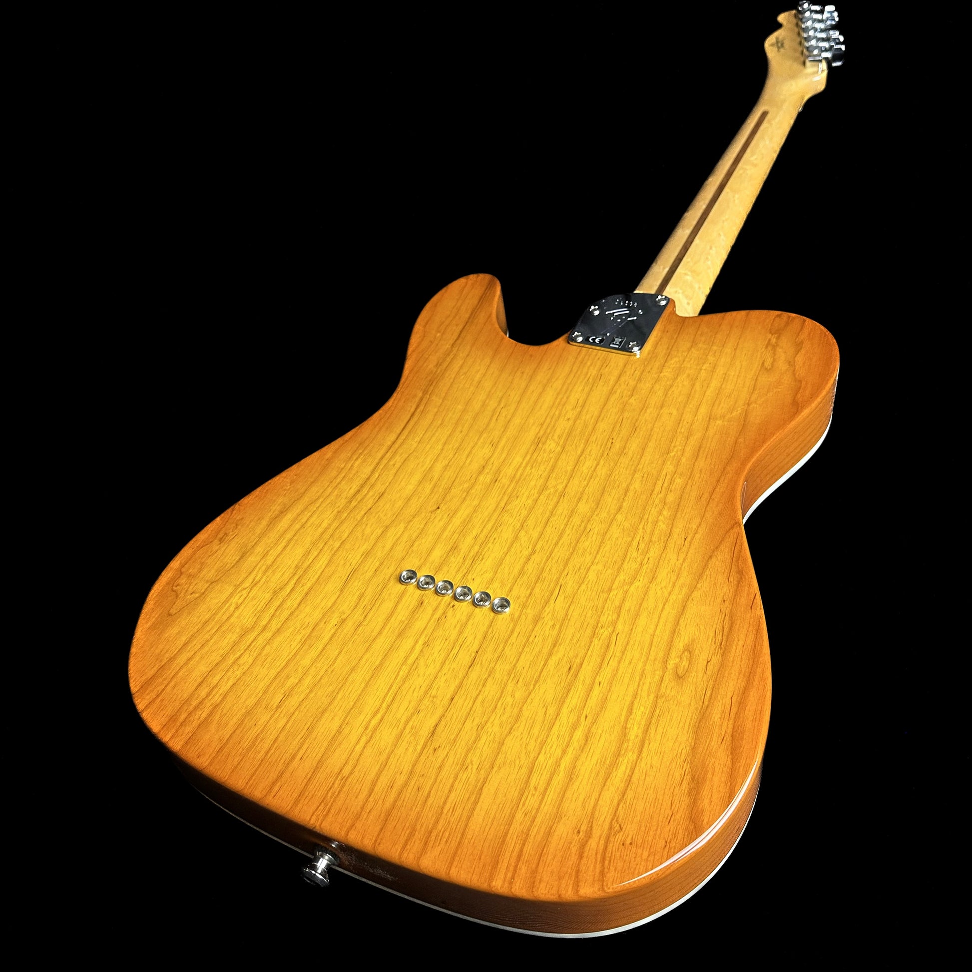 Back angle of Fender American Custom Telecaster MP Honey Burst NOS.