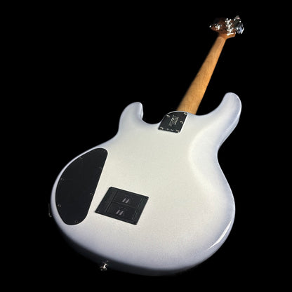 Back angle of Ernie Ball Music Man StingRay Special HH Bass MP Snowy Night.