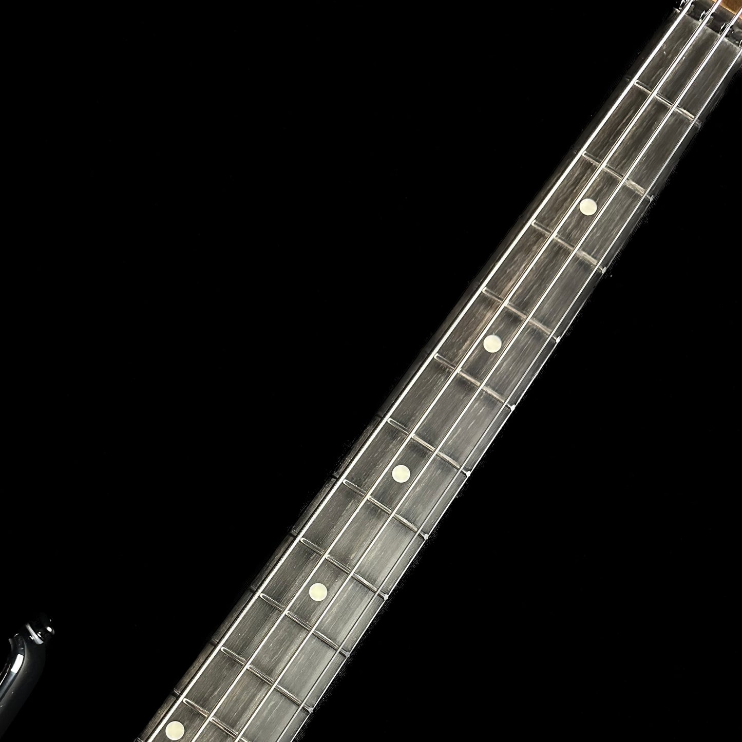 Neck of Ernie Ball Music Man DarkRay Bass Obsidian Black.