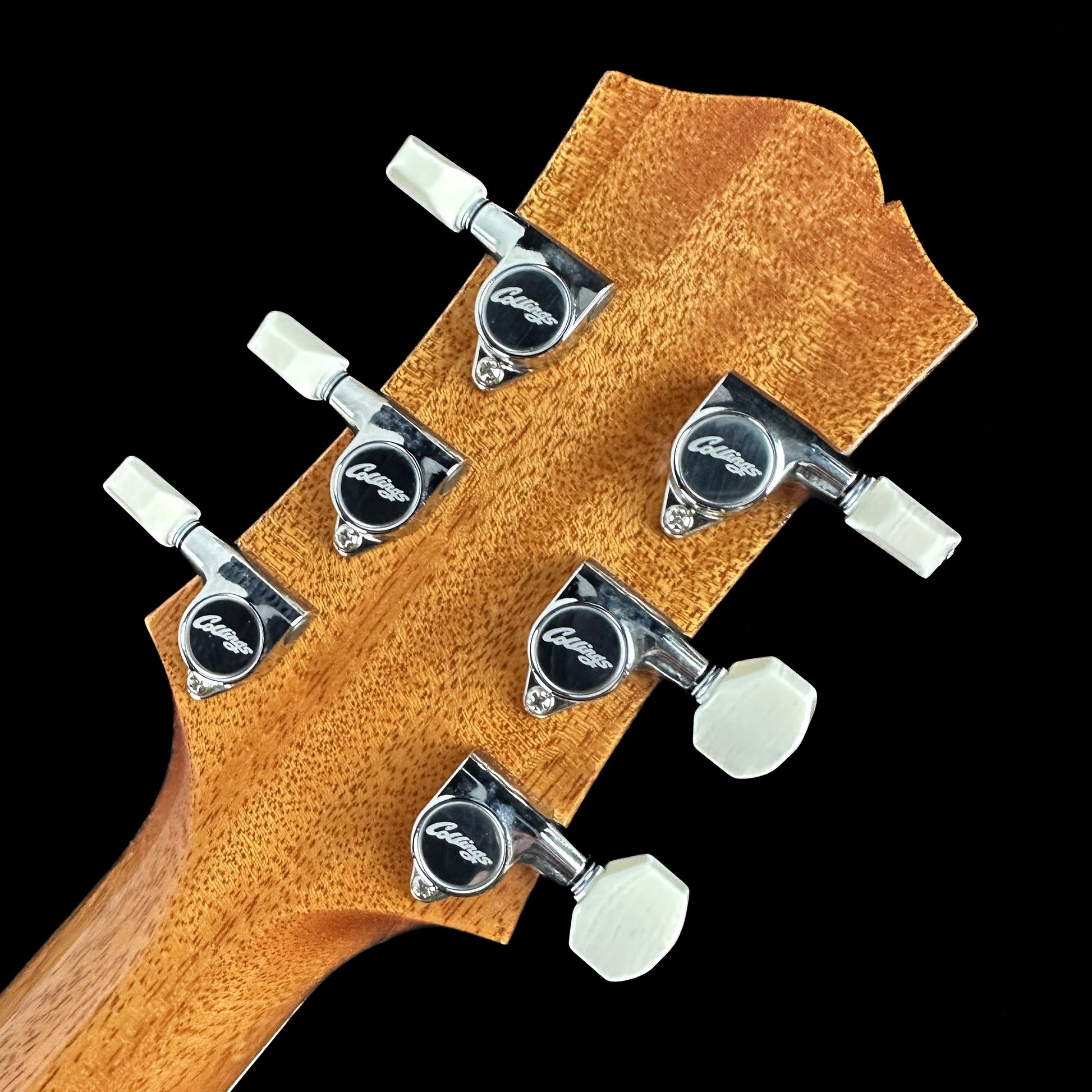 Back of Collings I-35 Deluxe Blonde Flame Top ThroBaks headstock.