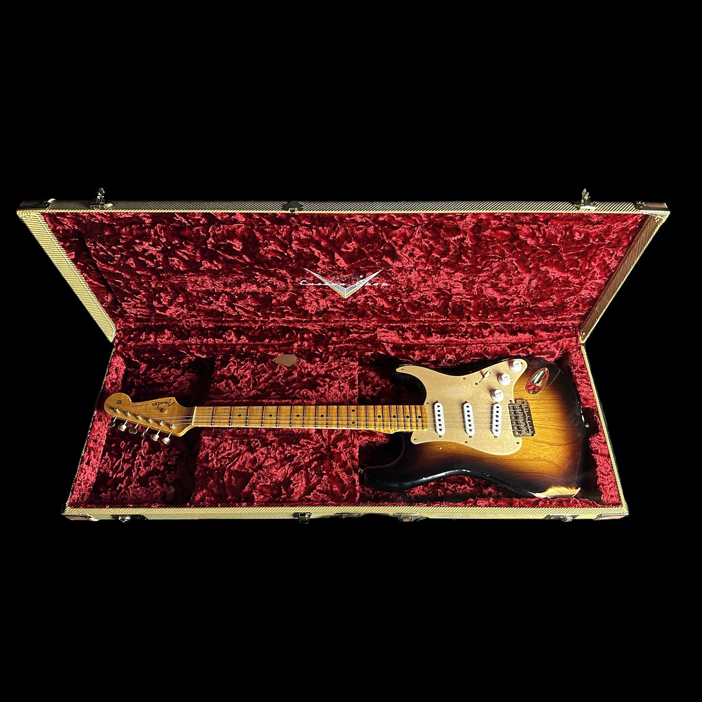 Fender Custom Shop Limited Edition '55 "bone-tone" Strat - Relic Wide-Fade 2-color Sunburst in case.