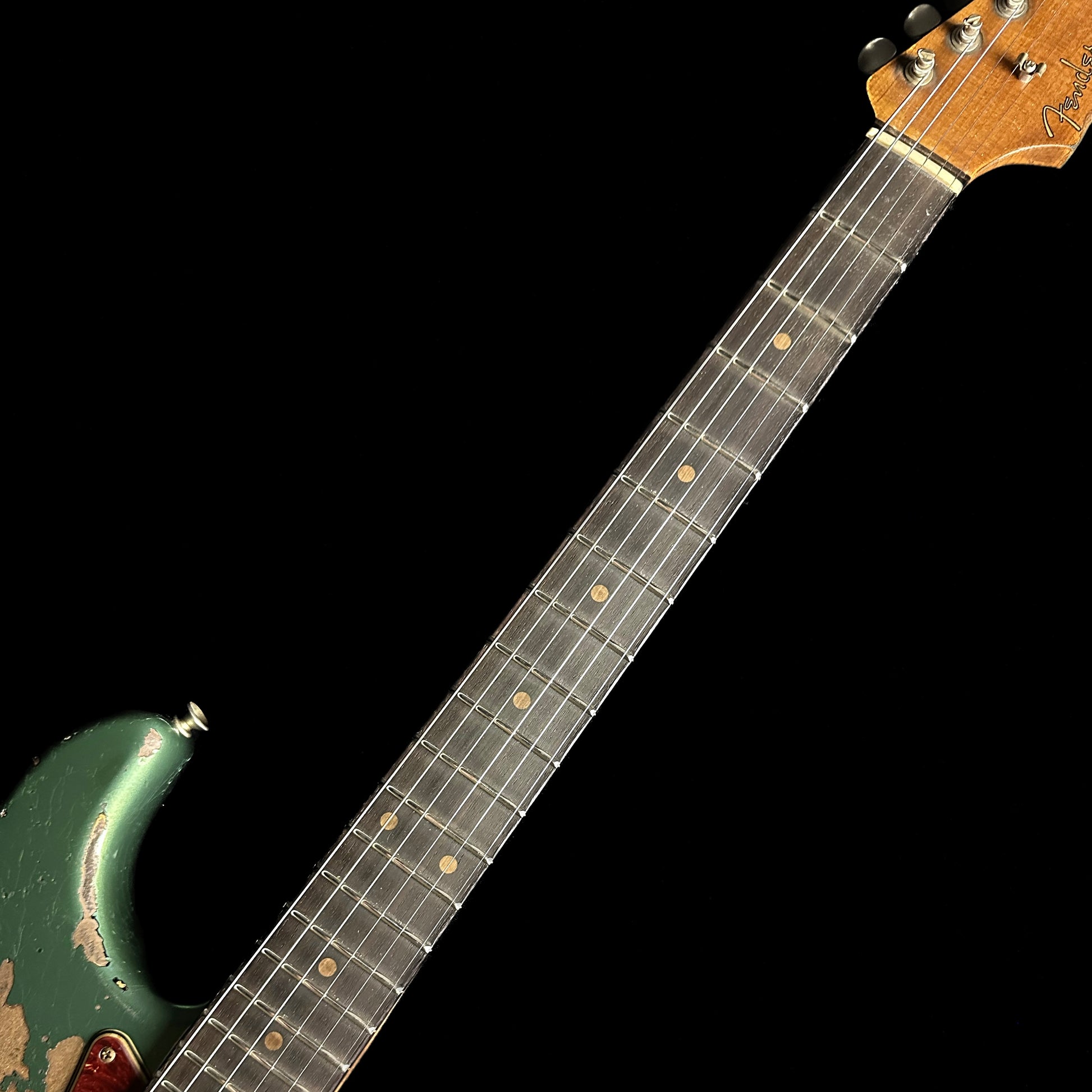 Neck of Fender Custom Shop  Limited Edition Roasted 1961 Stratocaster Super Heavy Relic Aged Sherwood Green Metallic/3TSB.