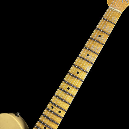Closeup of Fender Custom Shop 1952 Telecaster Relic Aged Nocaster Blonde fretboard.