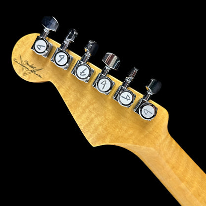 Back of Fender Custom Shop American Custom Stratocaster RW Ebony Transparent headstock.