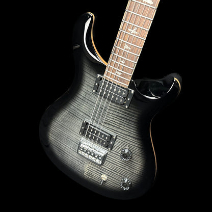 Top down angle of body of PRS Paul Reed Smith SE 277 Baritone Charcoal Burst.