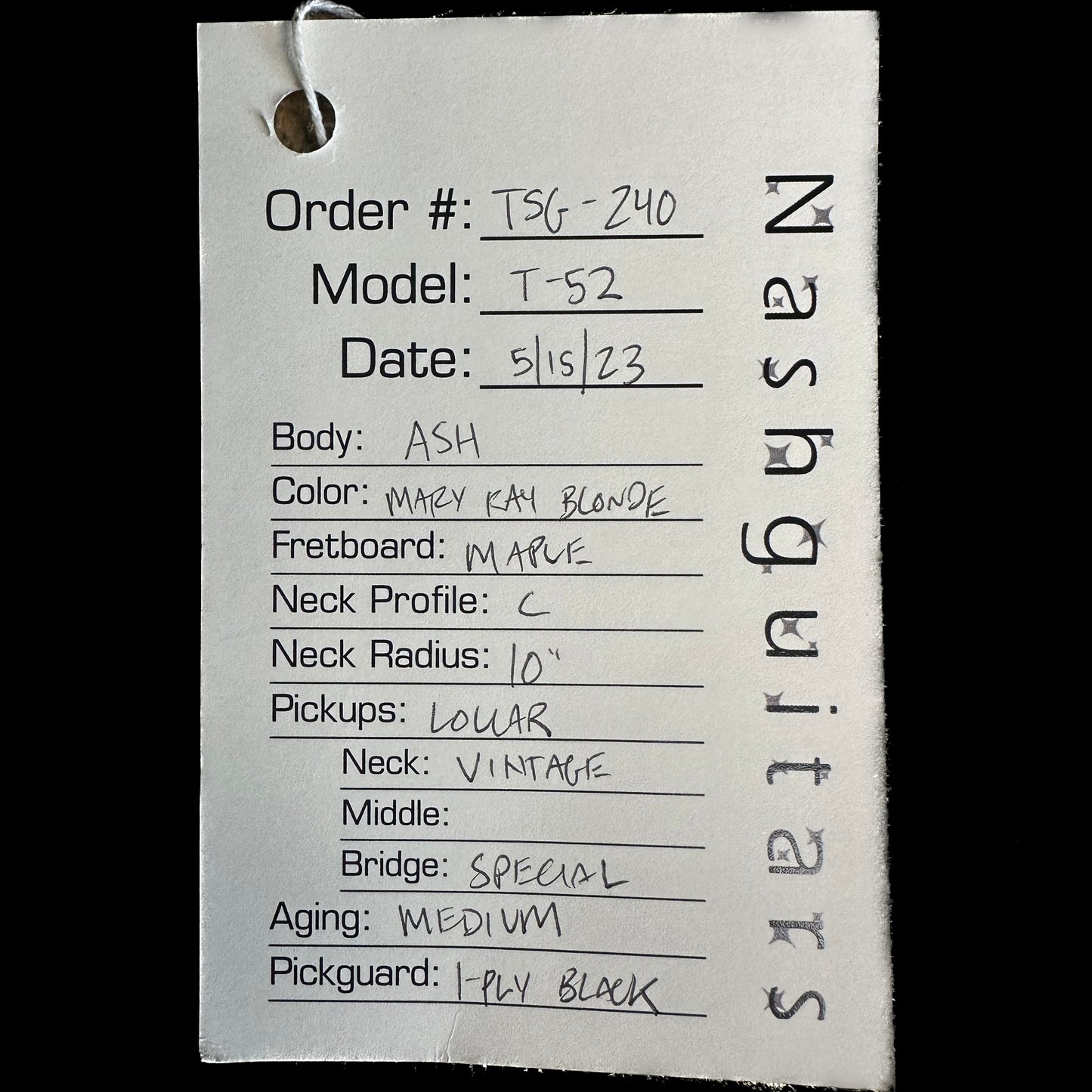 Nash T-52 Mary Kaye Medium Aging  Ash MP w/case 7 lbs 2 oz TSG240