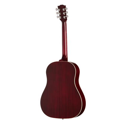 Full back shot of Gibson J-45 Special Satin Wine Red w/bag