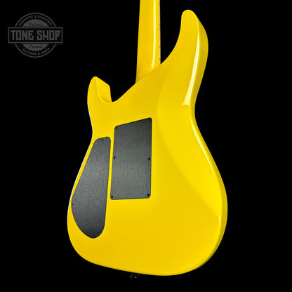 Back angle of Jackson Custom Shop SL HSS Floyd Rose Graf Yellow.