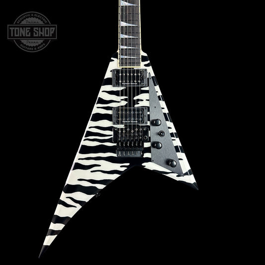 Front of Jackson Custom Shop Limited Edition RR1 Randy Rhoads 2H Bengal Black/White.