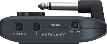 Right side of Boss KATANA:GO Personal Headphone Guitar Amplifier.
